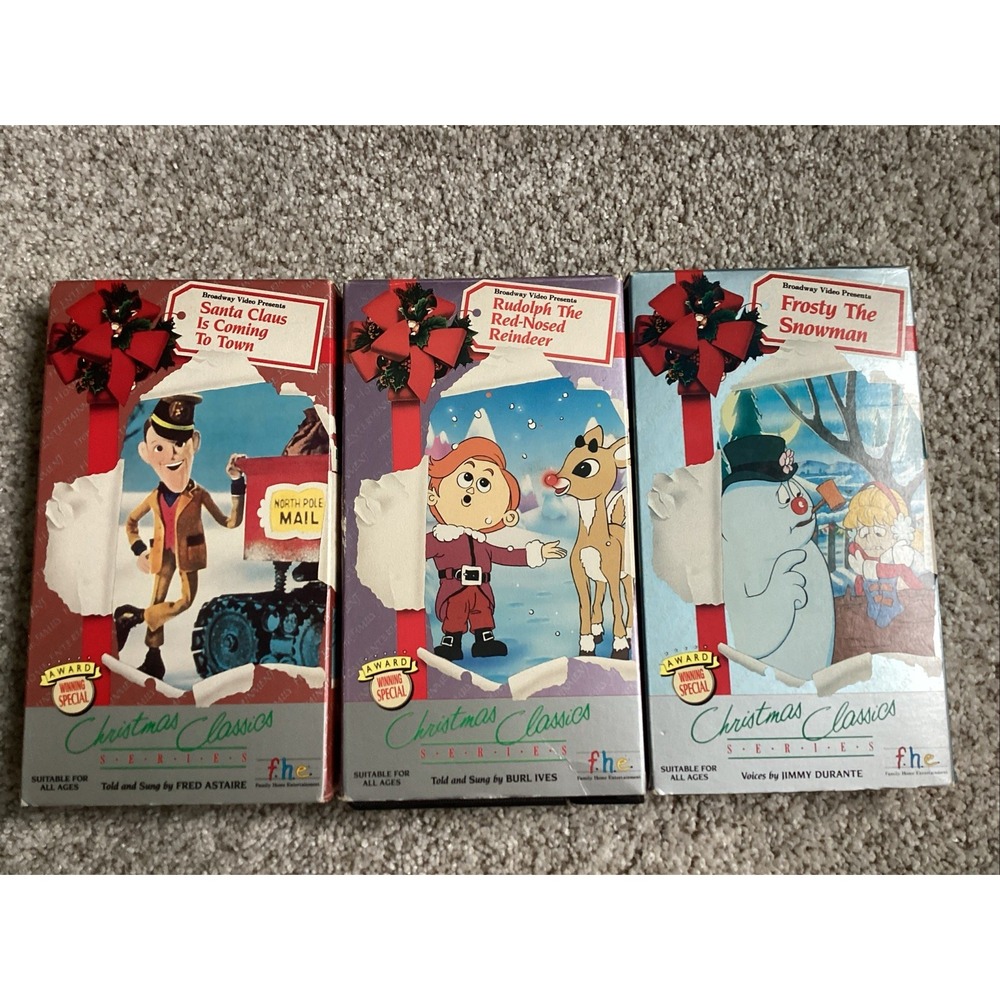 Christmas Classics VHS Movie Lot Of 3 Frosty Rudolph Santa's Coming To Town 1989